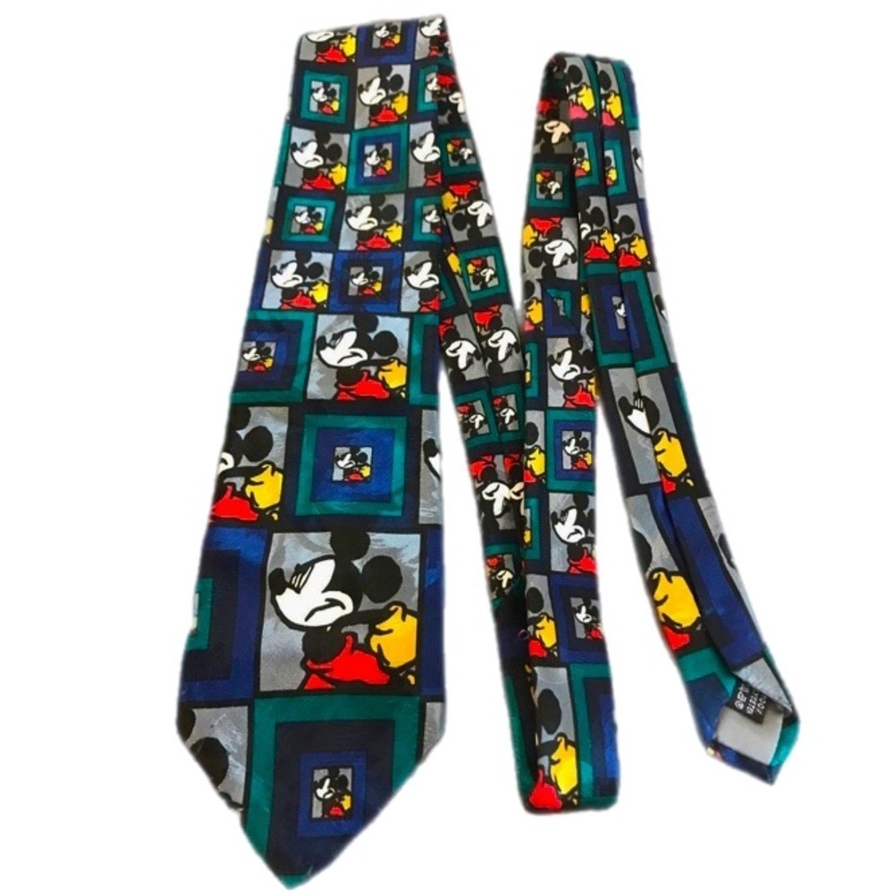 Disney Mickey Unlimited Tie Vintage Tipped Bar Tac Multi-Color Party 60.5”x3.75”